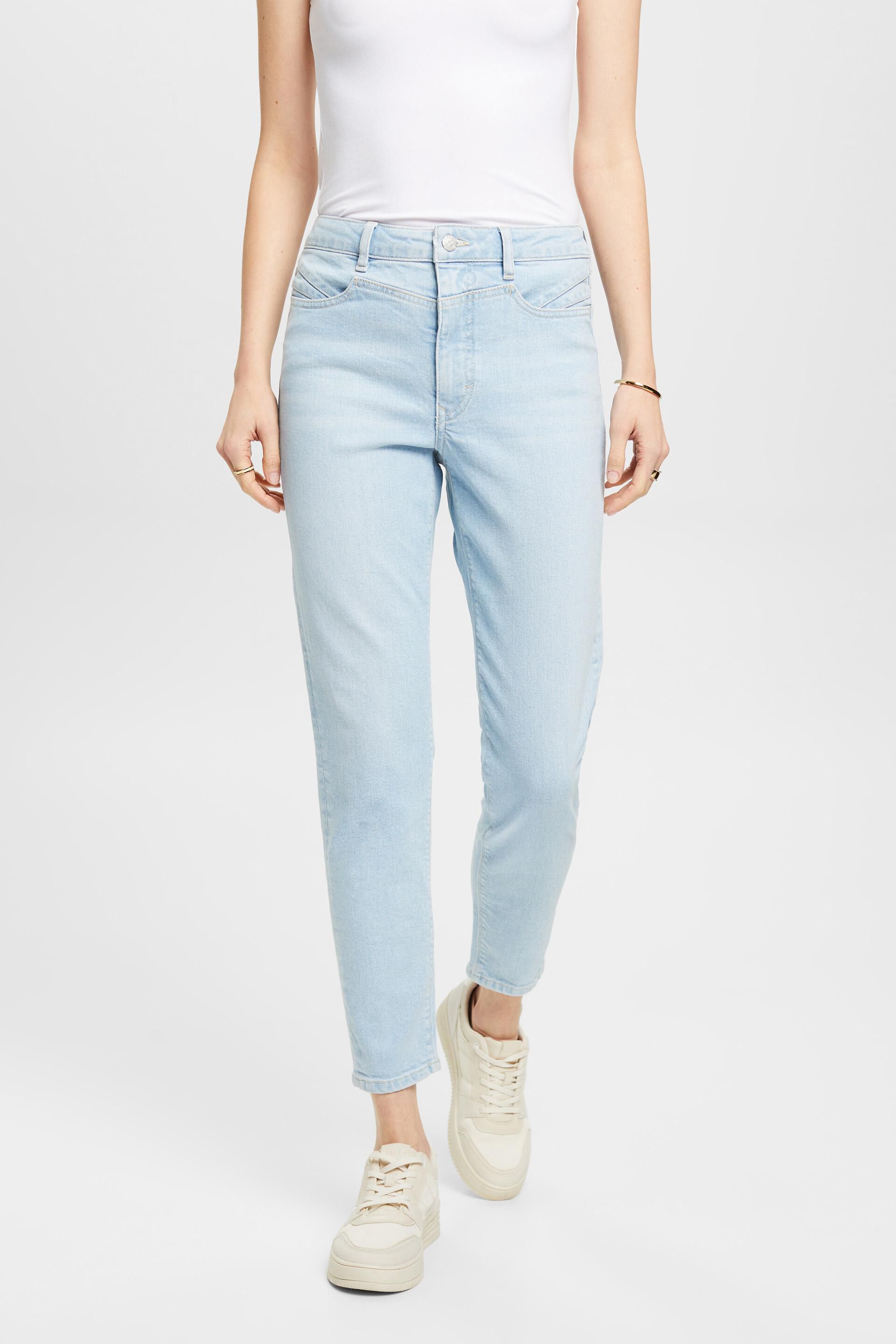 Buy Women Light Blue High Rise Mom Fit Ripped Jeans | Kraus Jeans
